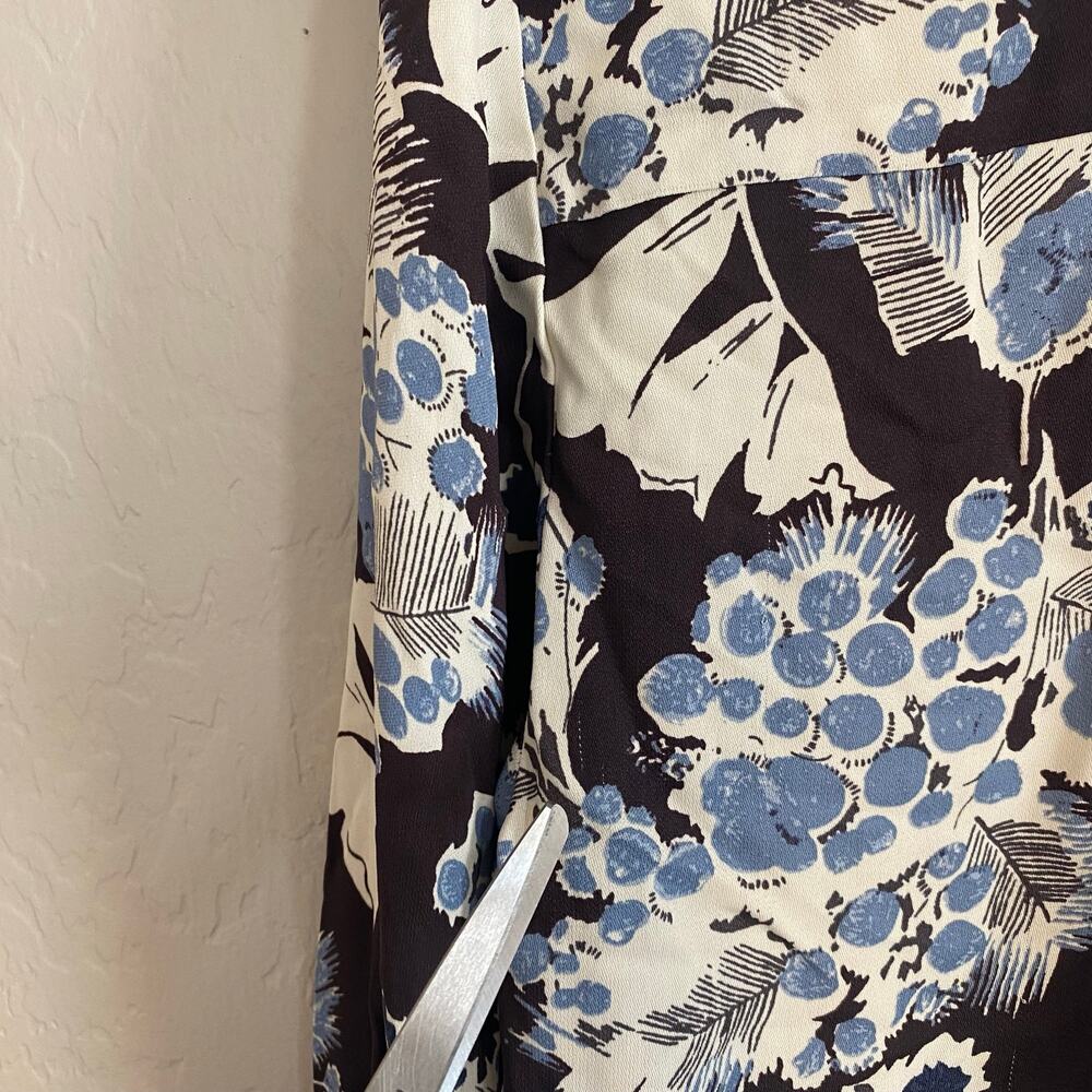 Reiss Mika Button Down Blouse Long Sleeve Womens Size 2 XS Floral Blue Career - Picture 11 of 11